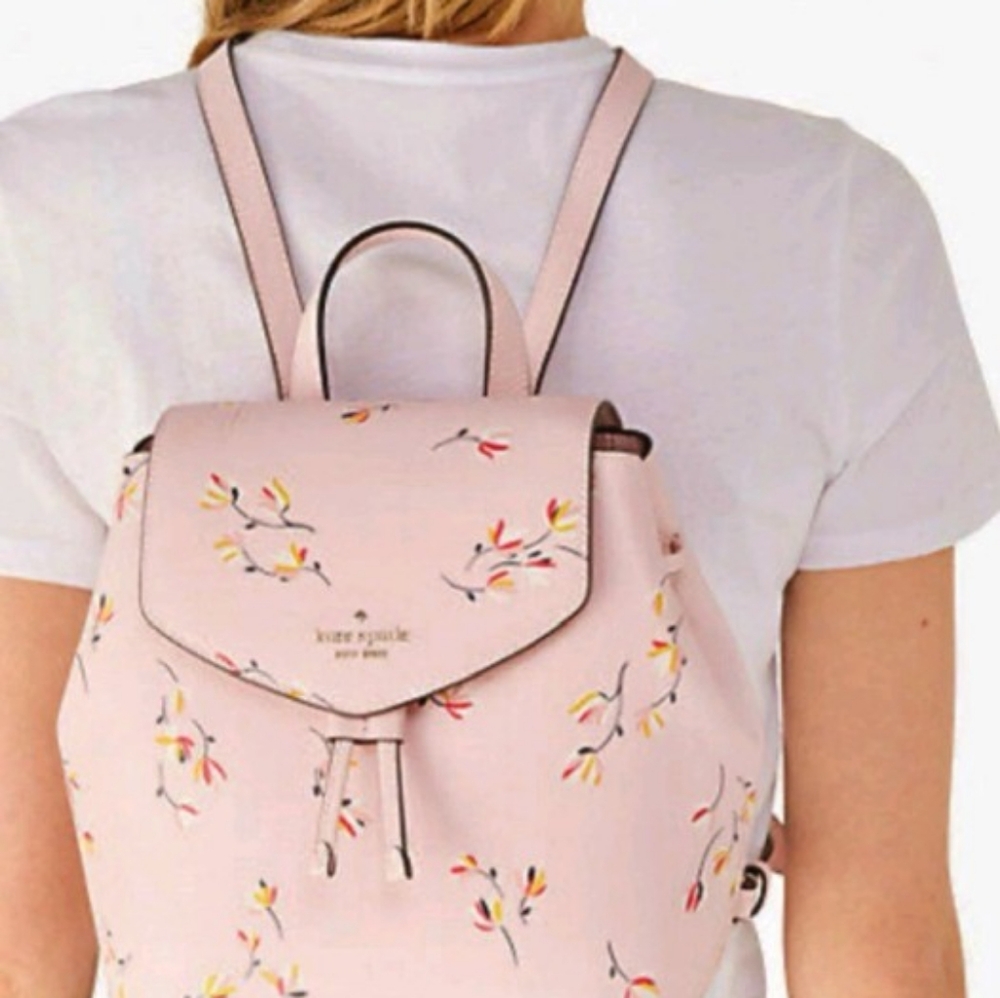 NWOT Kate Spade ♠️ Lizzie Tossed Blooms Floral Medium PINK Backpack - Picture 10 of 11